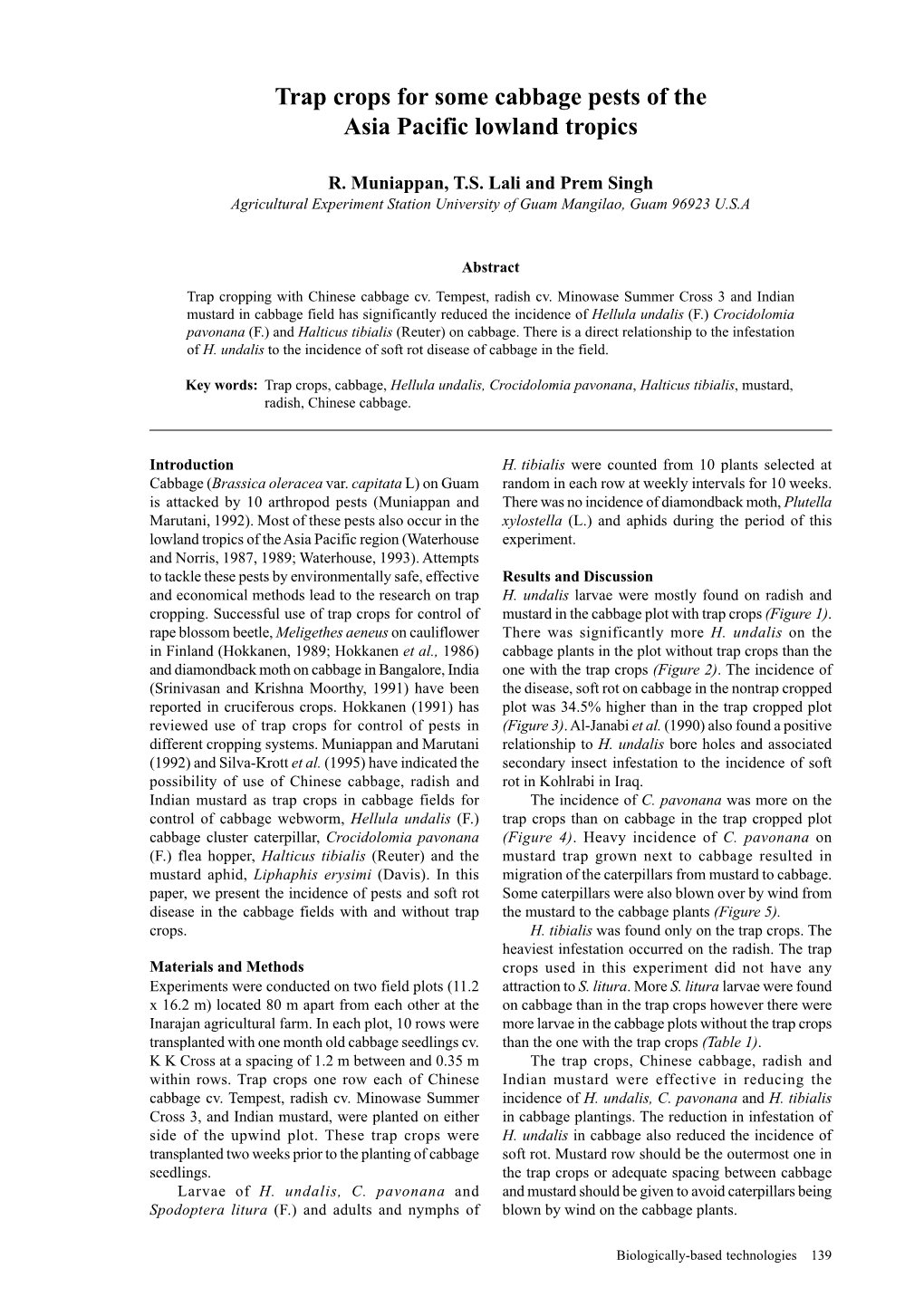 Trap Crops for Some Cabbage Pests of the Asia Pacific Lowland Tropics