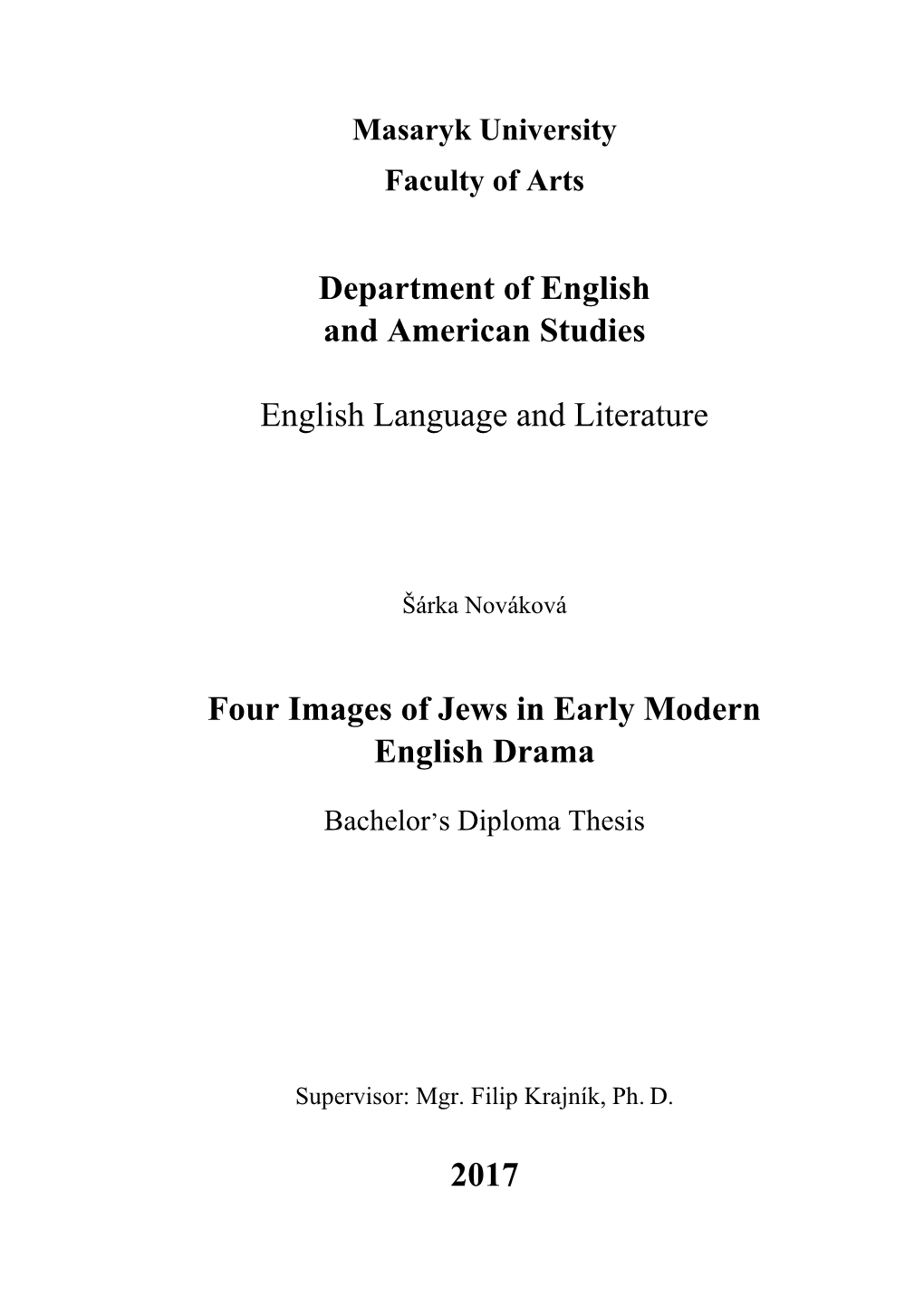 Four Images of Jews in Early