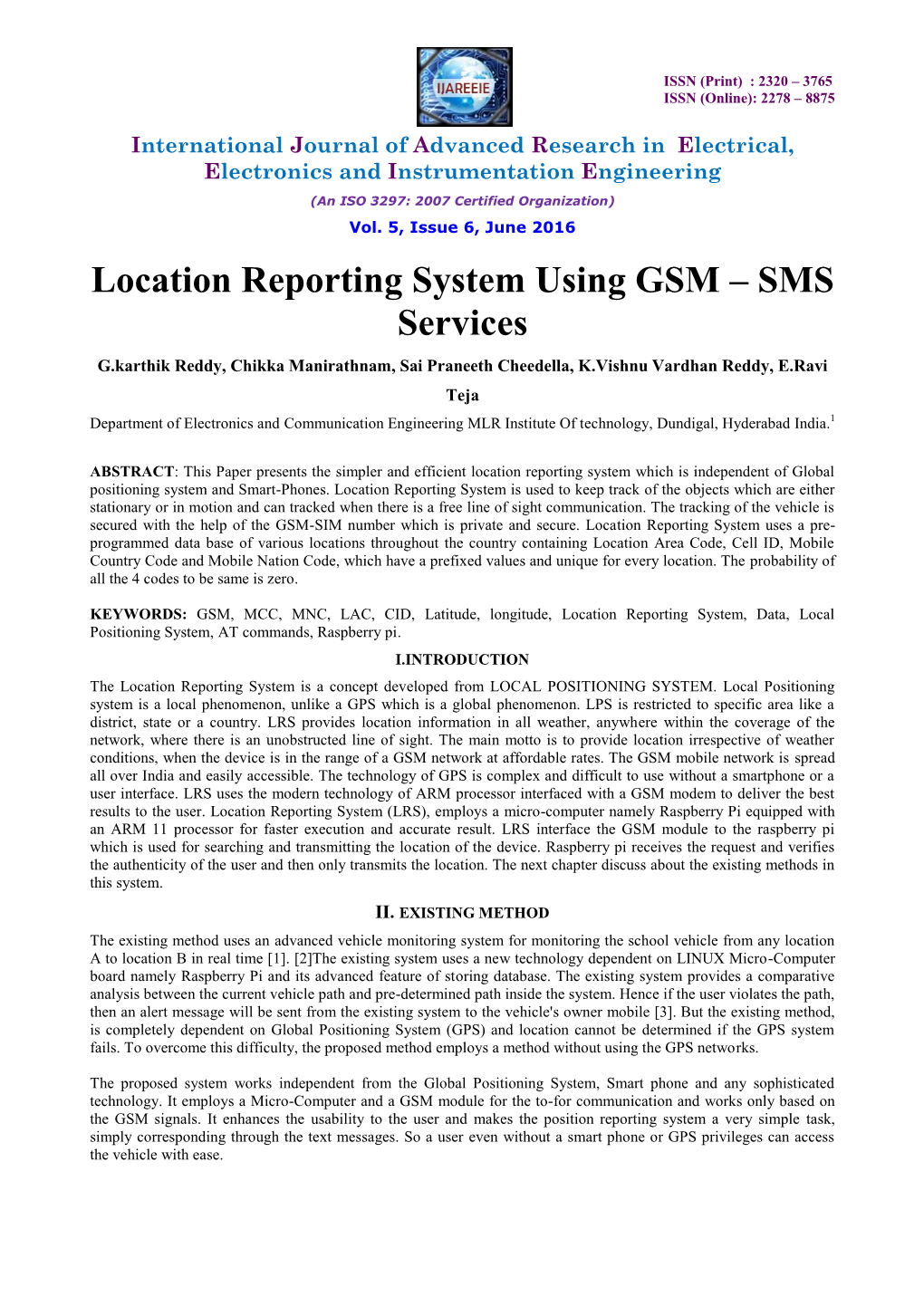 Location Reporting System Using GSM – SMS Services