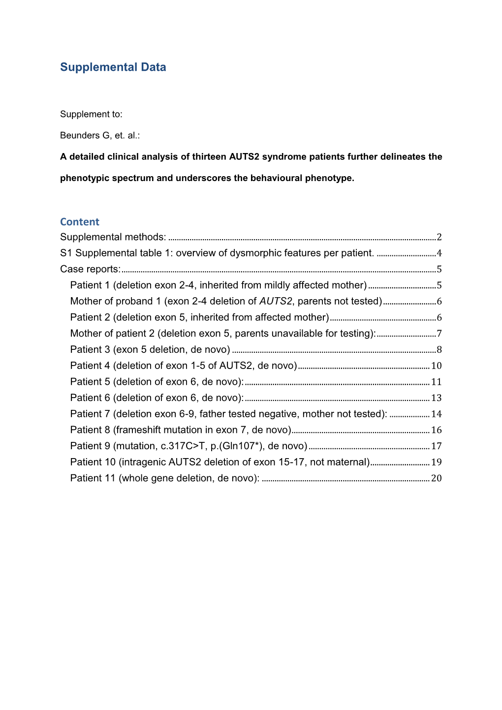 Supplemental Data Content