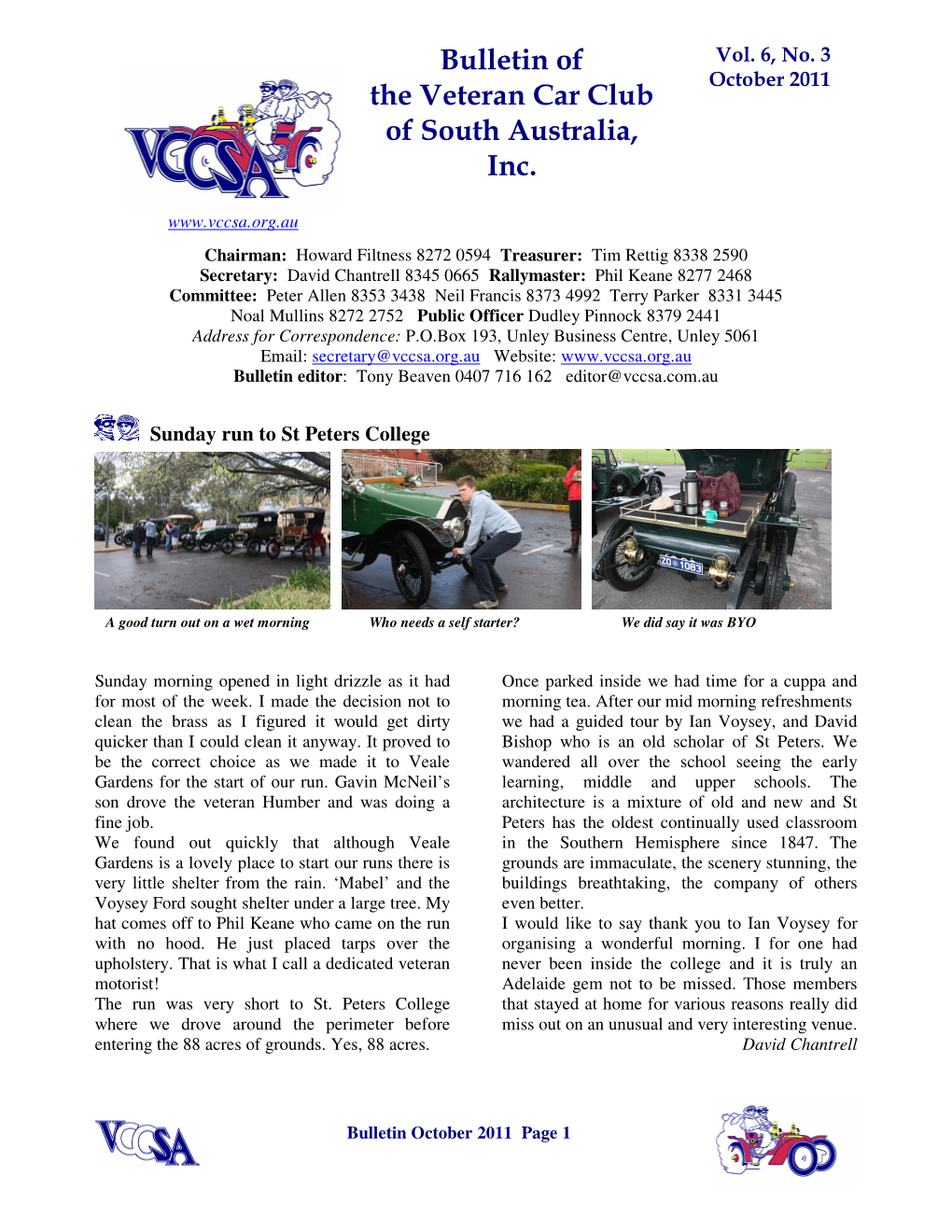 Bulletin of the Veteran Car Club of South Australia, Inc