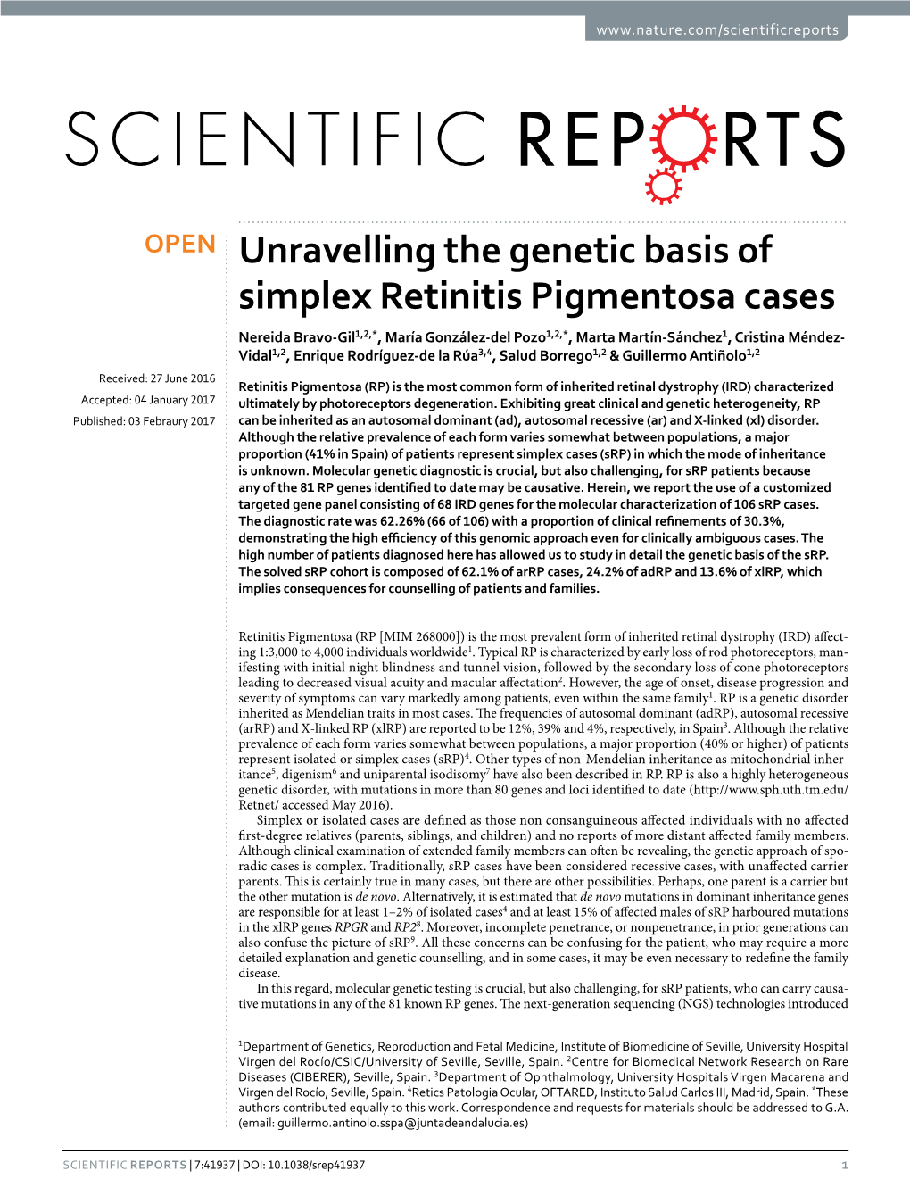 Unravelling the Genetic Basis of Simplex Retinitis Pigmentosa Cases