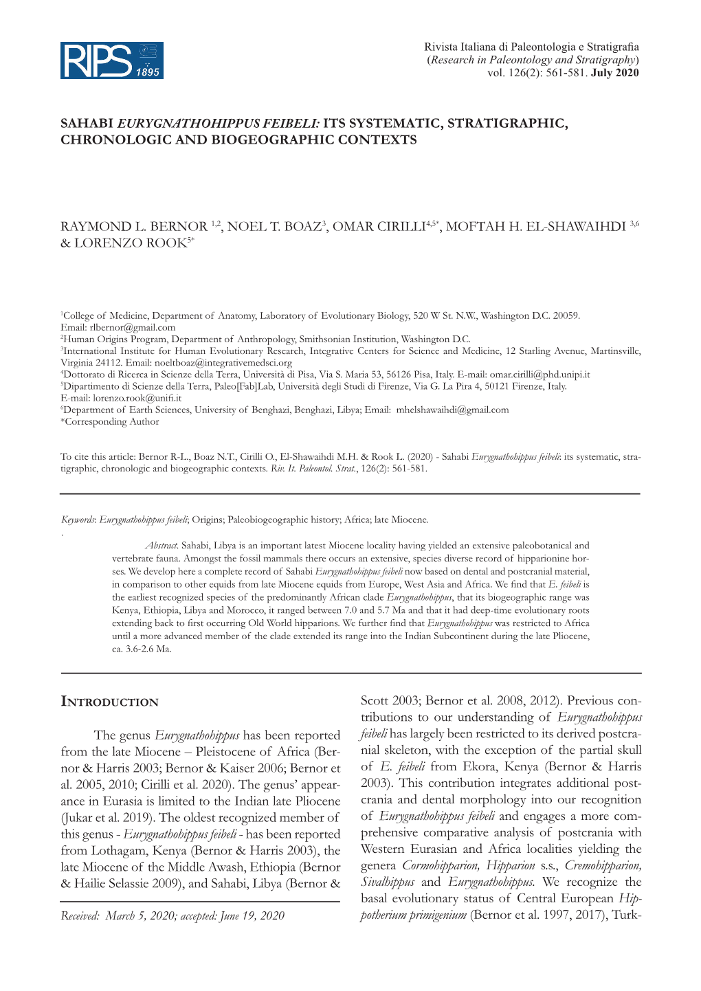 Sahabi Eurygnathohippus Feibeli: Its Systematic, Stratigraphic, Chronologic and Biogeographic Contexts