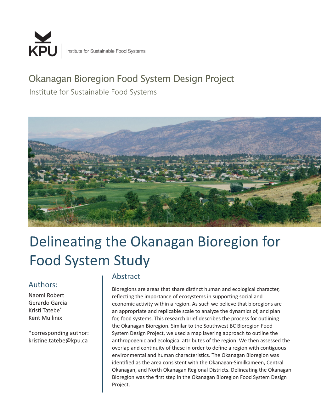 Delineating the Okanagan Bioregion for Food
