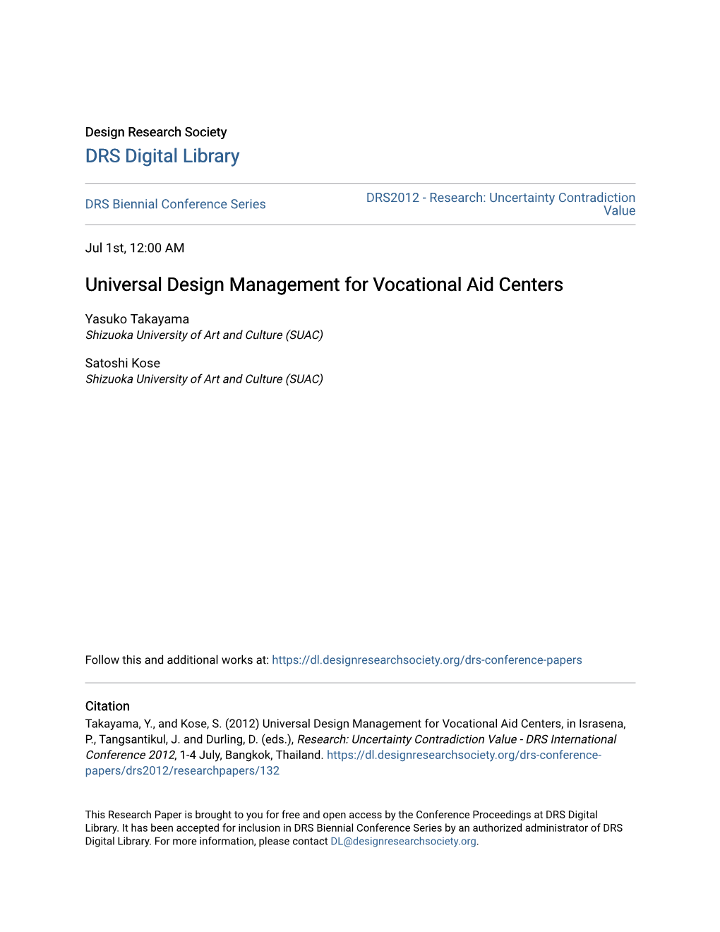 Universal Design Management for Vocational Aid Centers