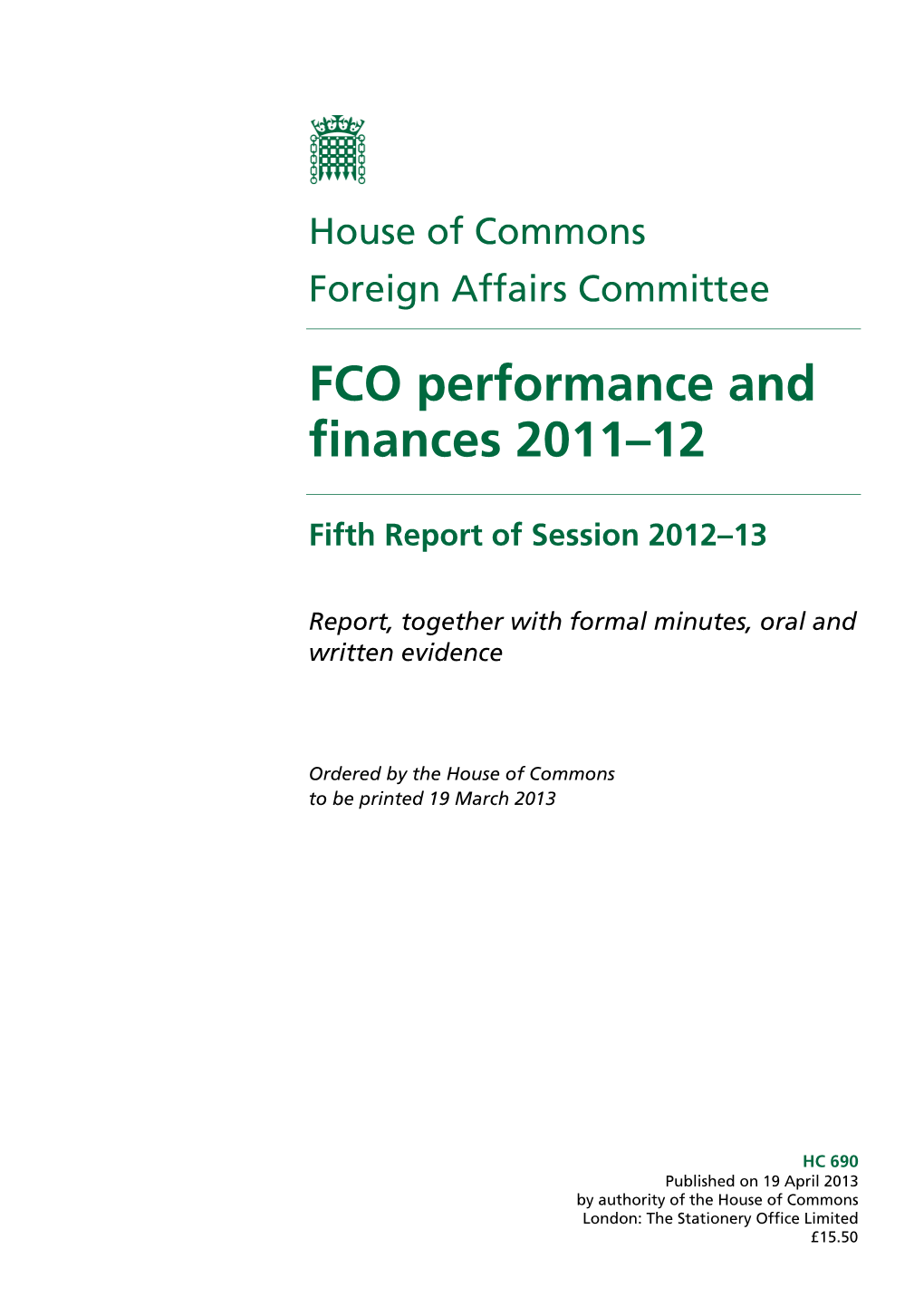 FCO Performance and Finances 2011–12