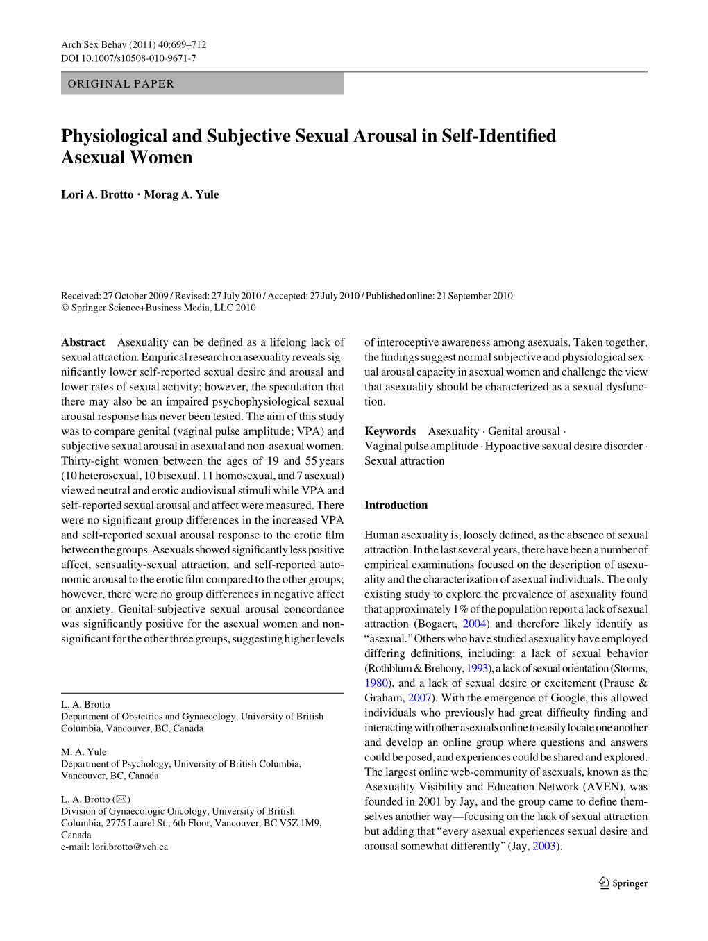 Physiological and Subjective Sexual Arousal in Self-Identified Asexual