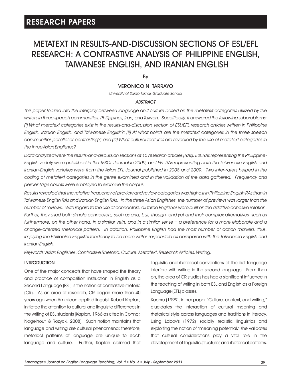 A Contrastive Analysis of Philippine English, Taiwanese English, and Iranian English