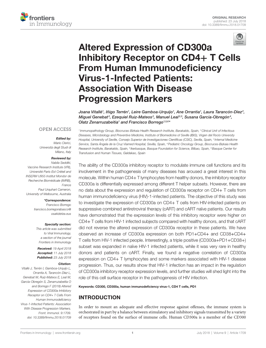 Altered Expression of Cd300a Inhibitory Receptor on Cd4+ T Cells from Human Immunodeficiency Virus-1-Infected Patients: Association with Disease Progression Markers