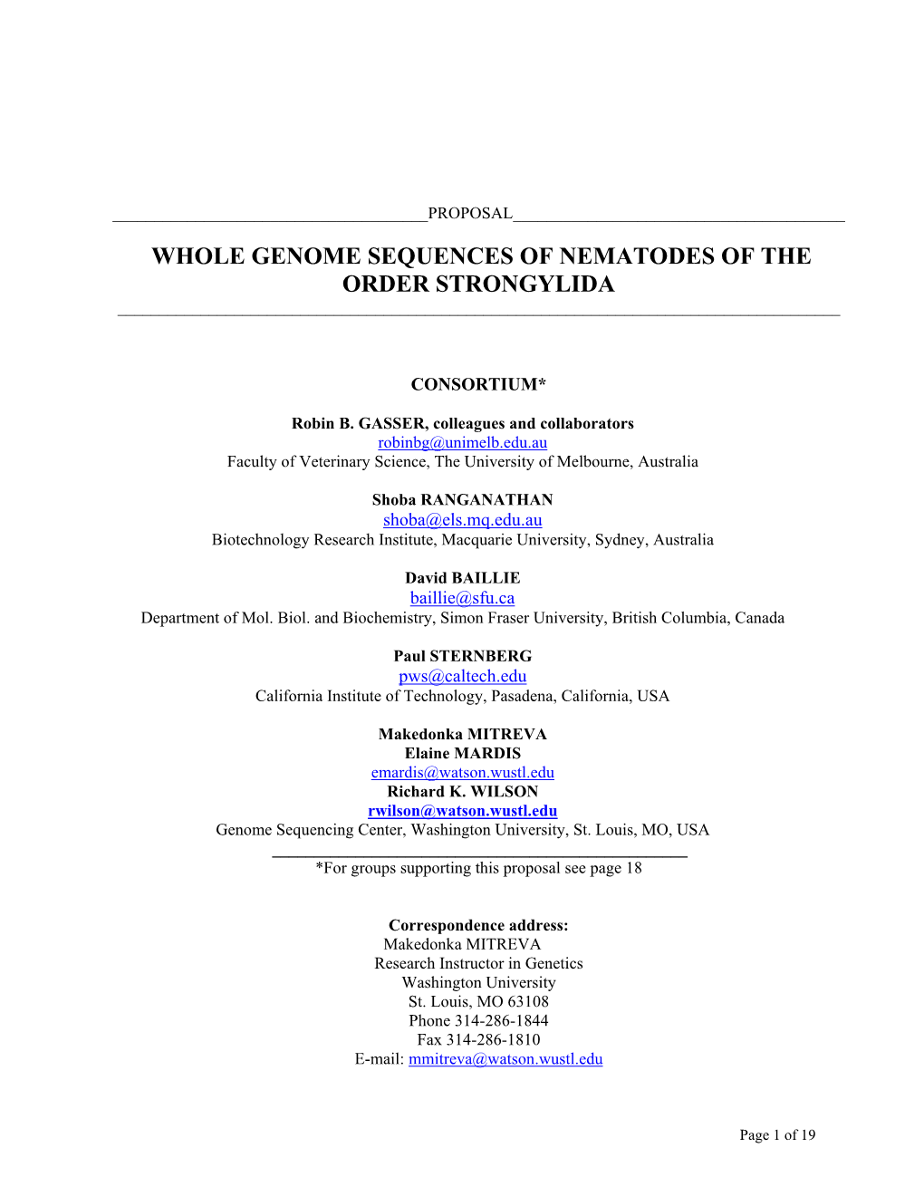 Whole Genome Sequences of Nematodes of the Order Strongylida ______