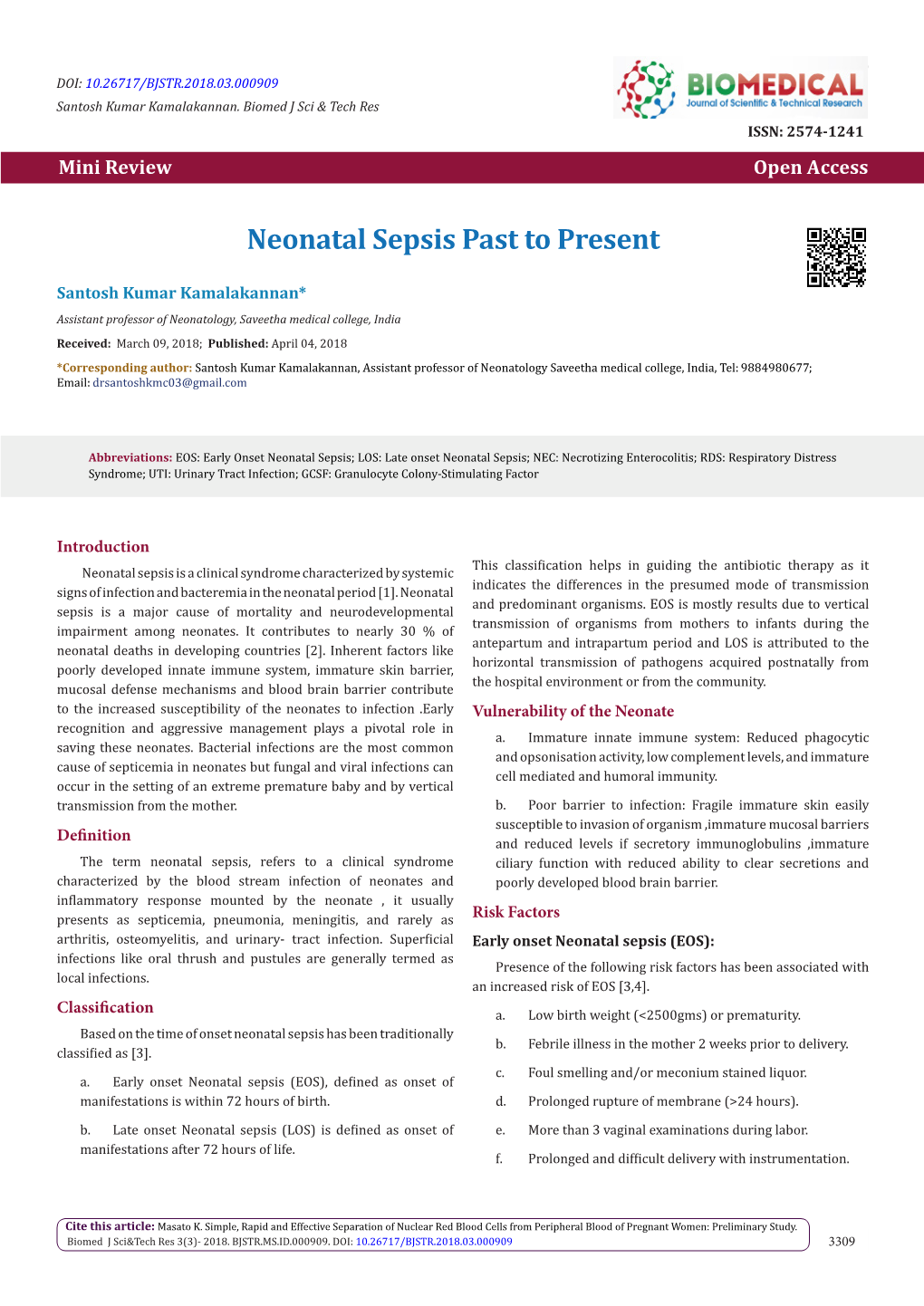 Neonatal Sepsis Past to Present