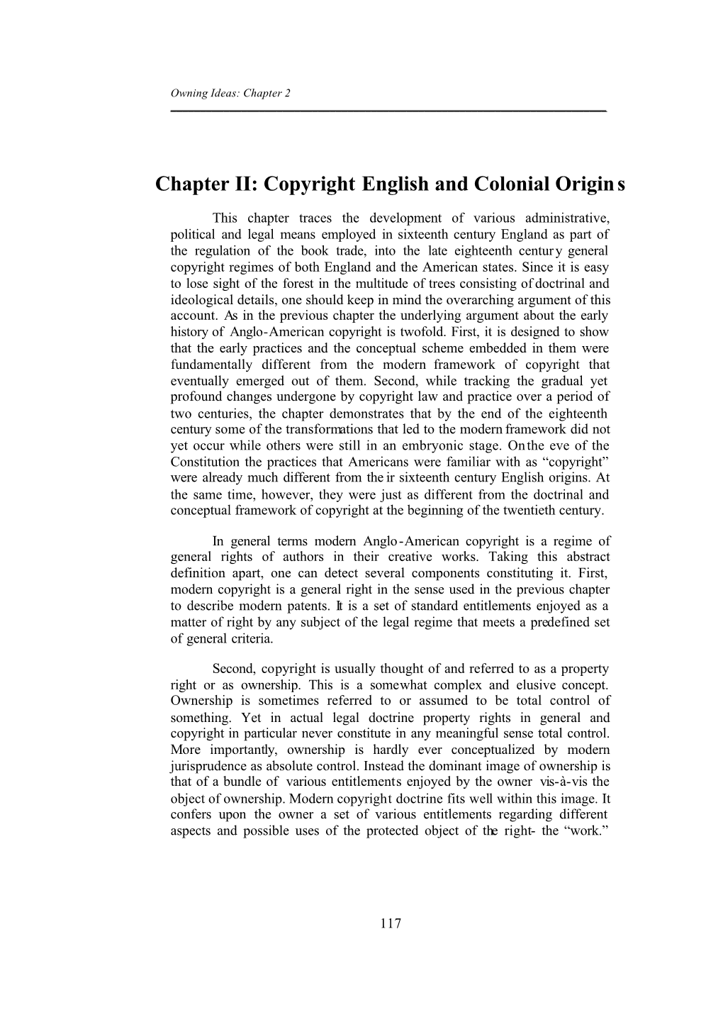 Chapter II: Copyright English and Colonial Origins