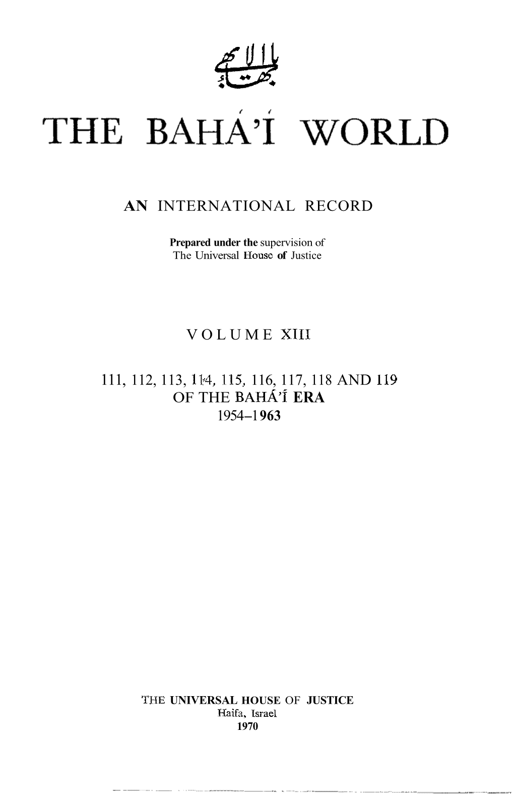 An International Record Volume Xi14 111, 112, 113, 1$4