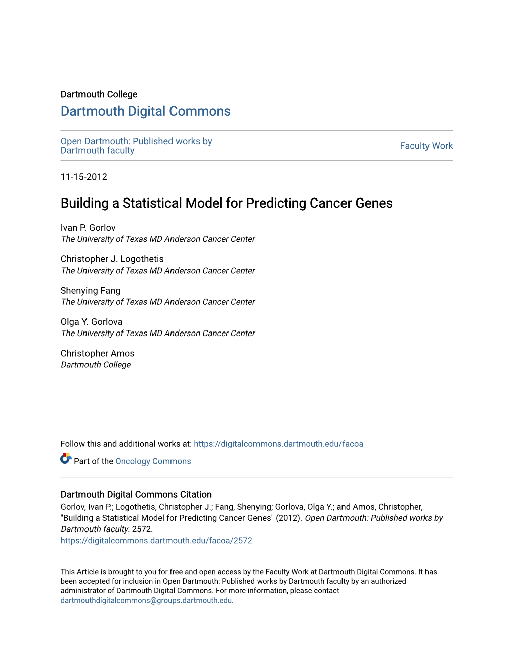 Building a Statistical Model for Predicting Cancer Genes
