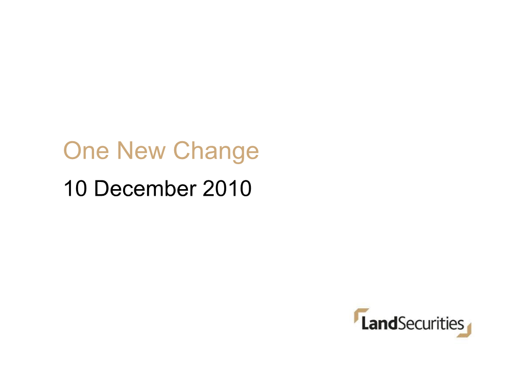 One New Change 10 December 2010 Context