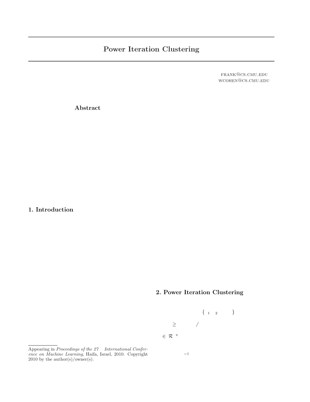 Power Iteration Clustering