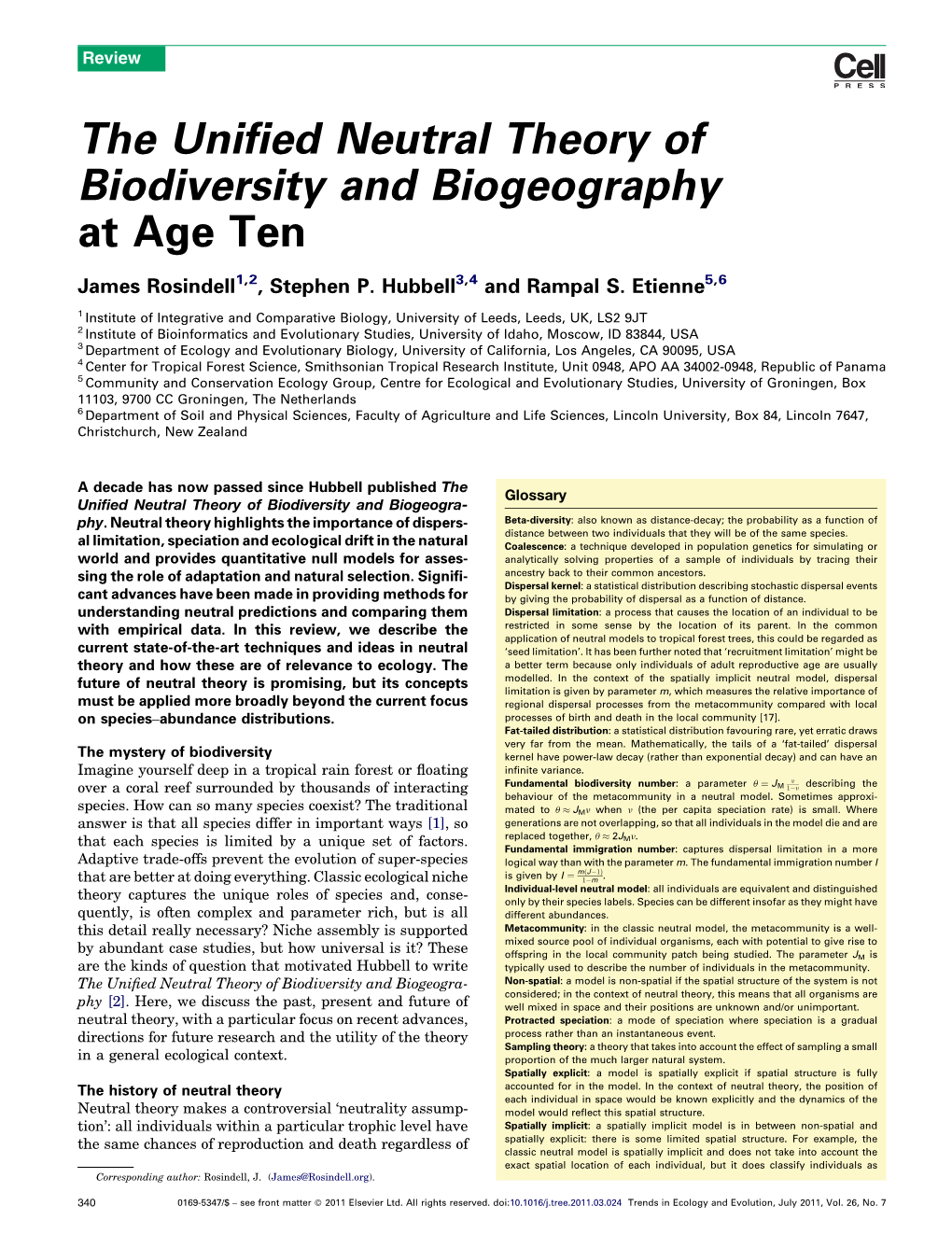 The Unified Neutral Theory of Biodiversity and Biogeography at Age