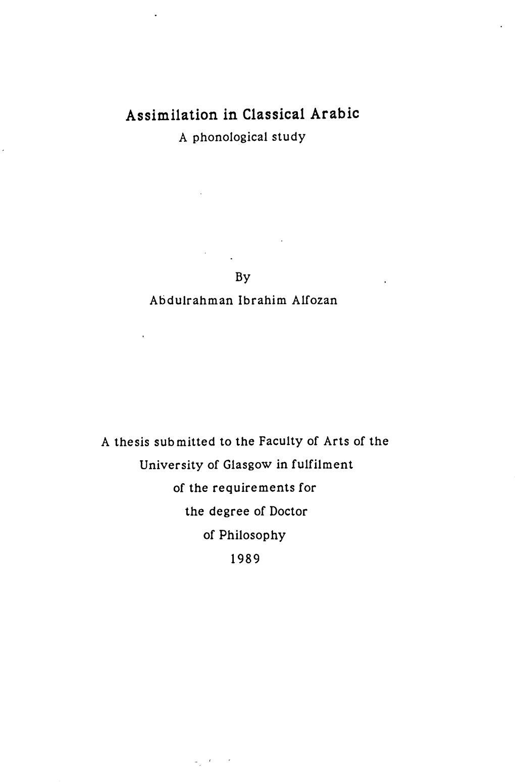 Assimilation in Classical Arabic a Phonological Study