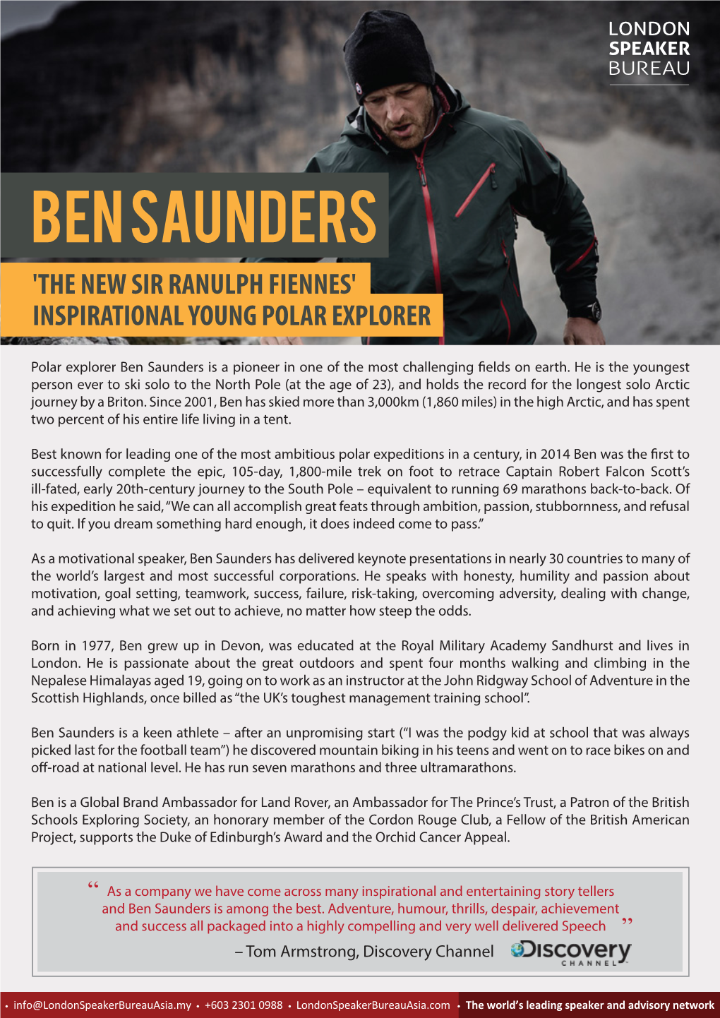 Ben Saunders 'The New Sir Ranulph Fiennes' Inspirational Young Polar Explorer