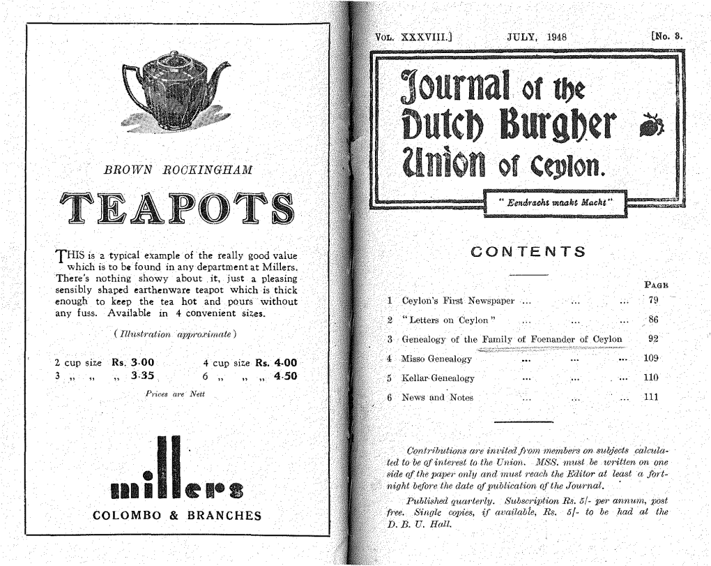 Journal of the Dutch Burgher Union of Ceylon