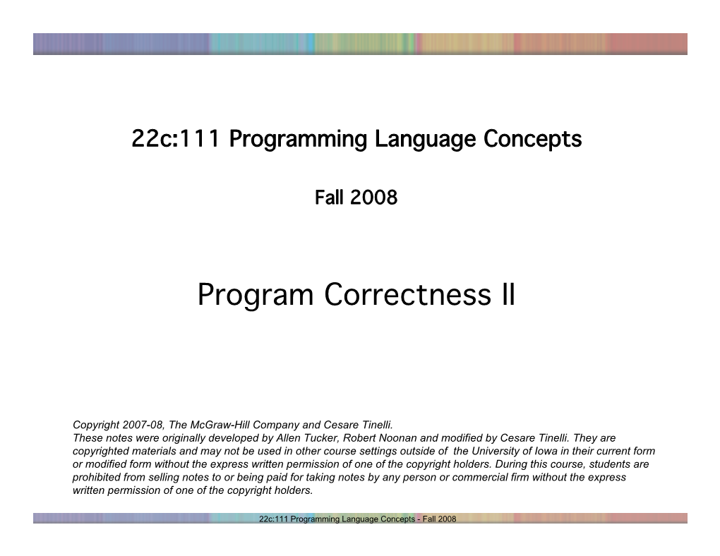 Program Correctness II