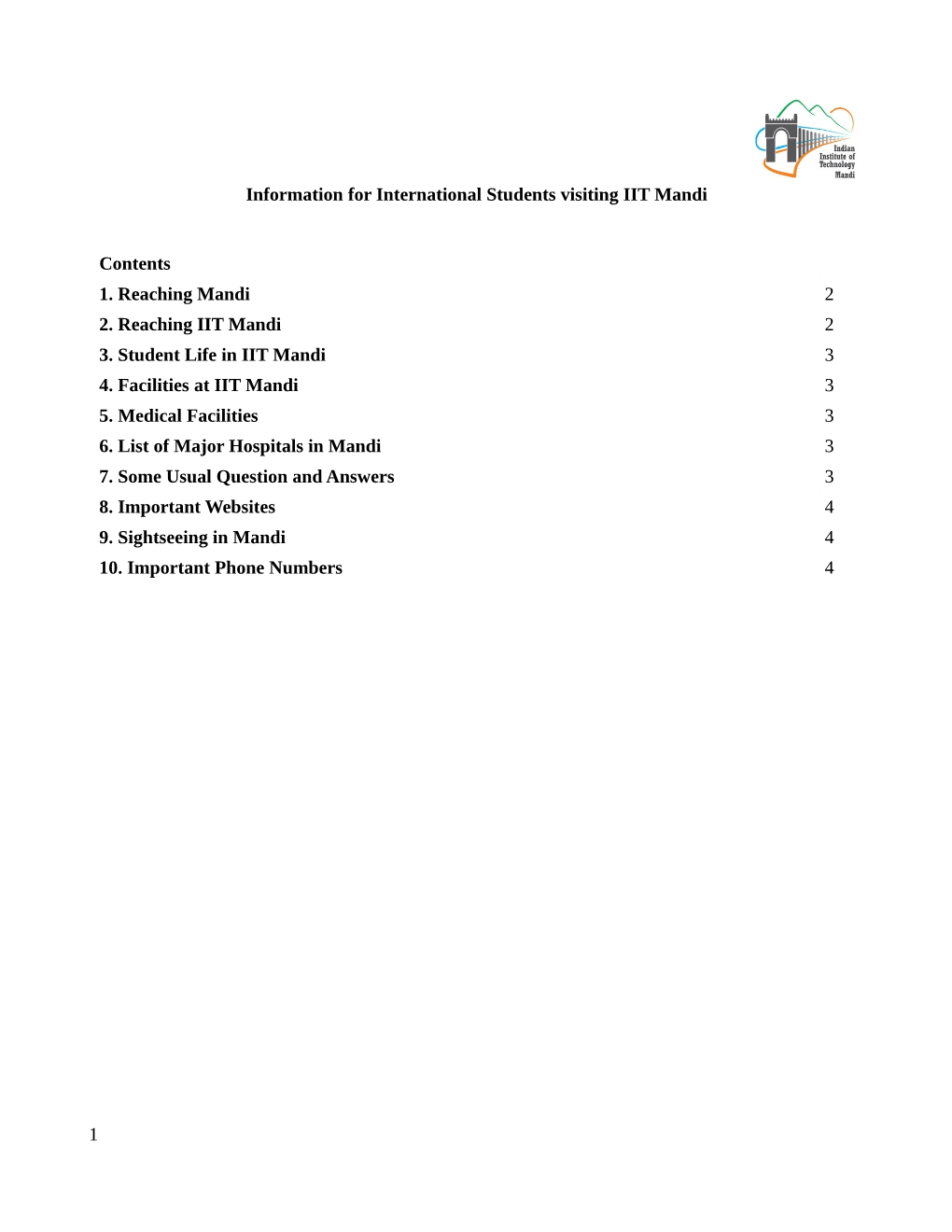 Handbook International Students