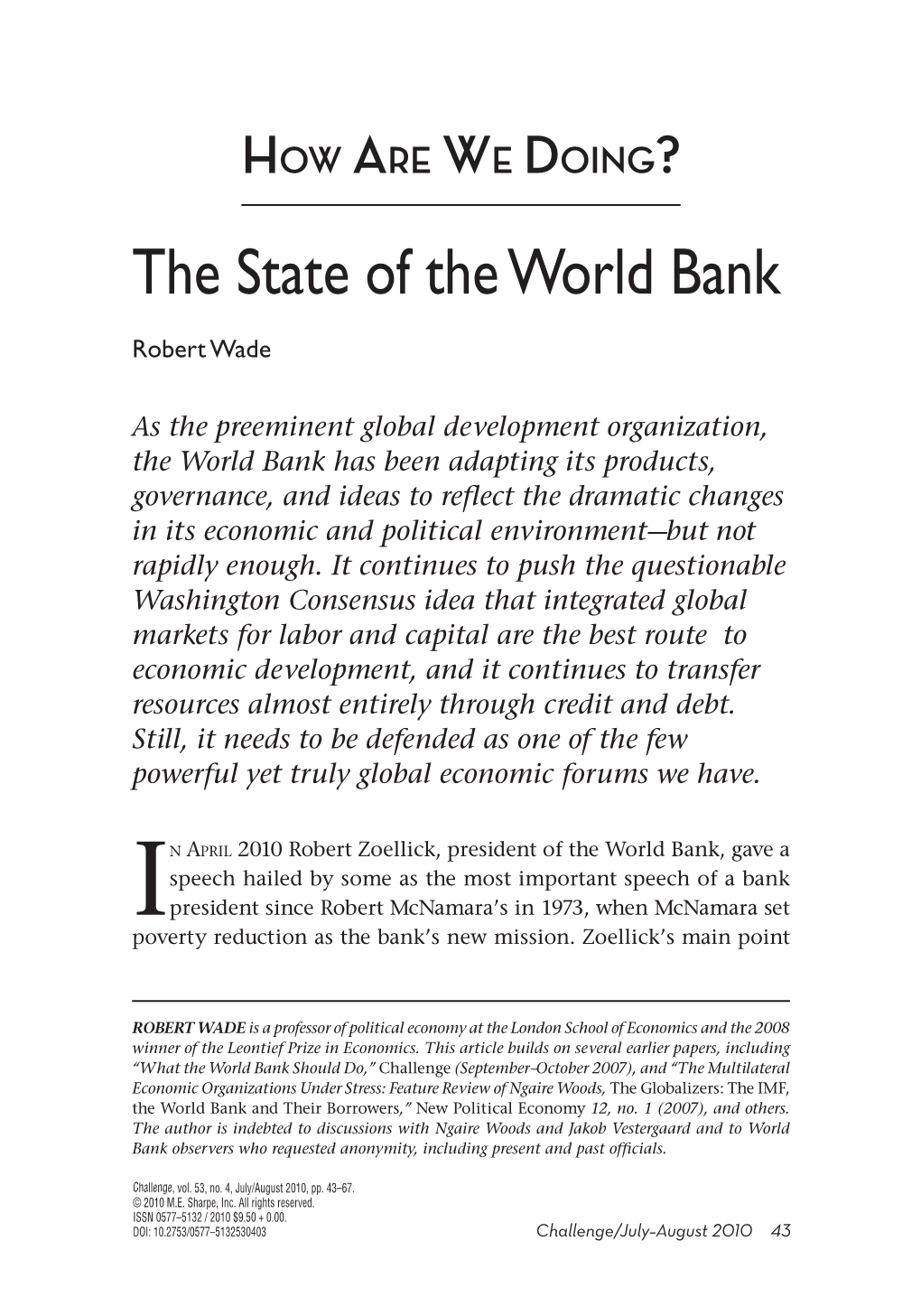 The State of the World Bank
