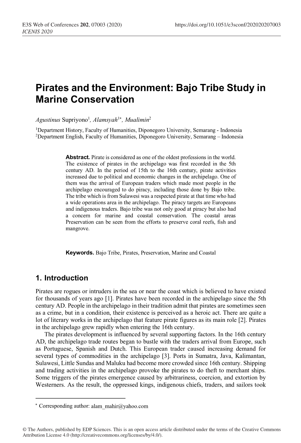 Pirates and the Environment: Bajo Tribe Study in Marine Conservation