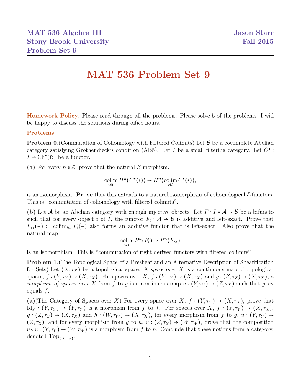 MAT 536 Problem Set 9