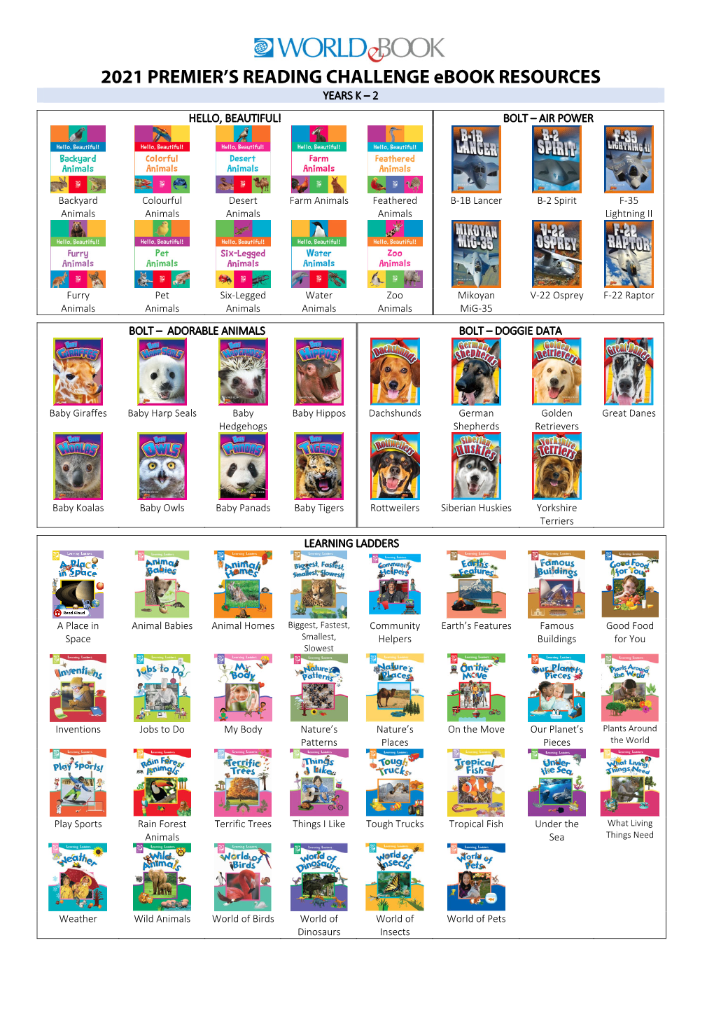 2021 PREMIER's READING CHALLENGE Ebook RESOURCES