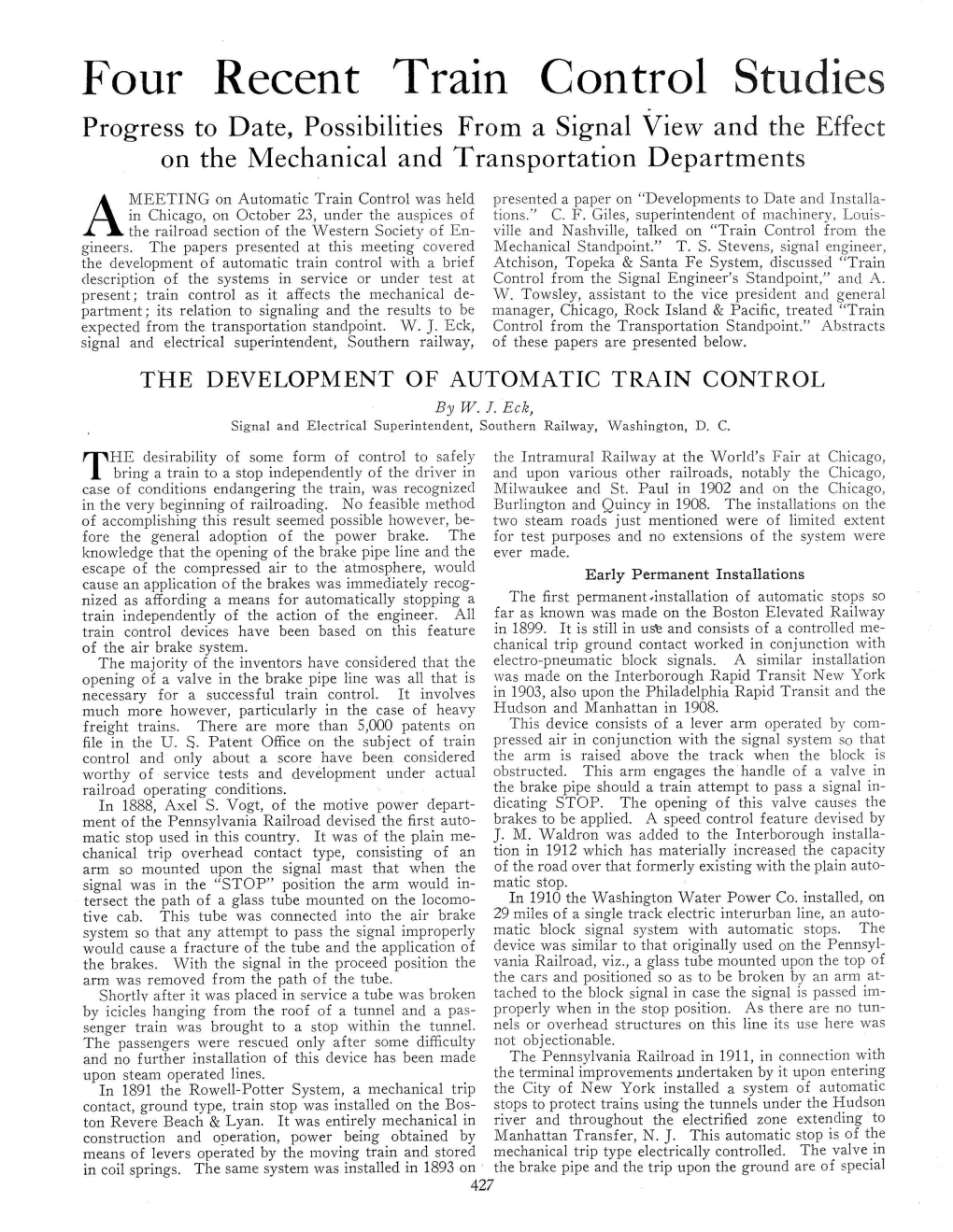 Four Recent Train Control Studies