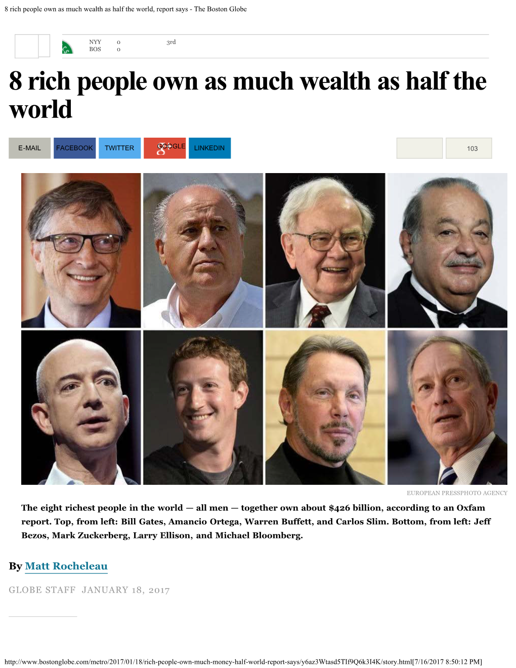 8 Rich People Own As Much Wealth As Half the World, Report Says - the Boston Globe