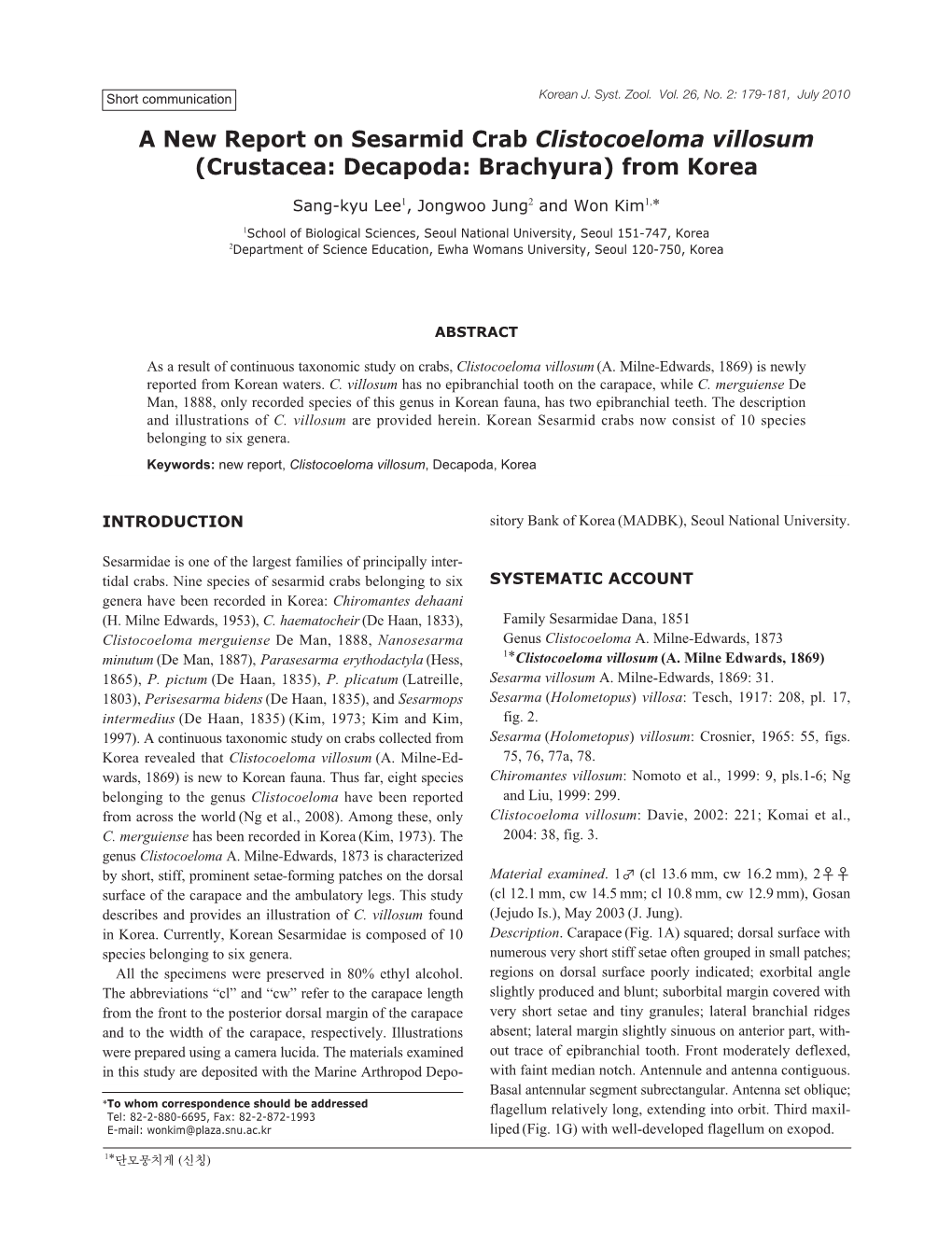 Crustacea: Decapoda: Brachyura) from Korea