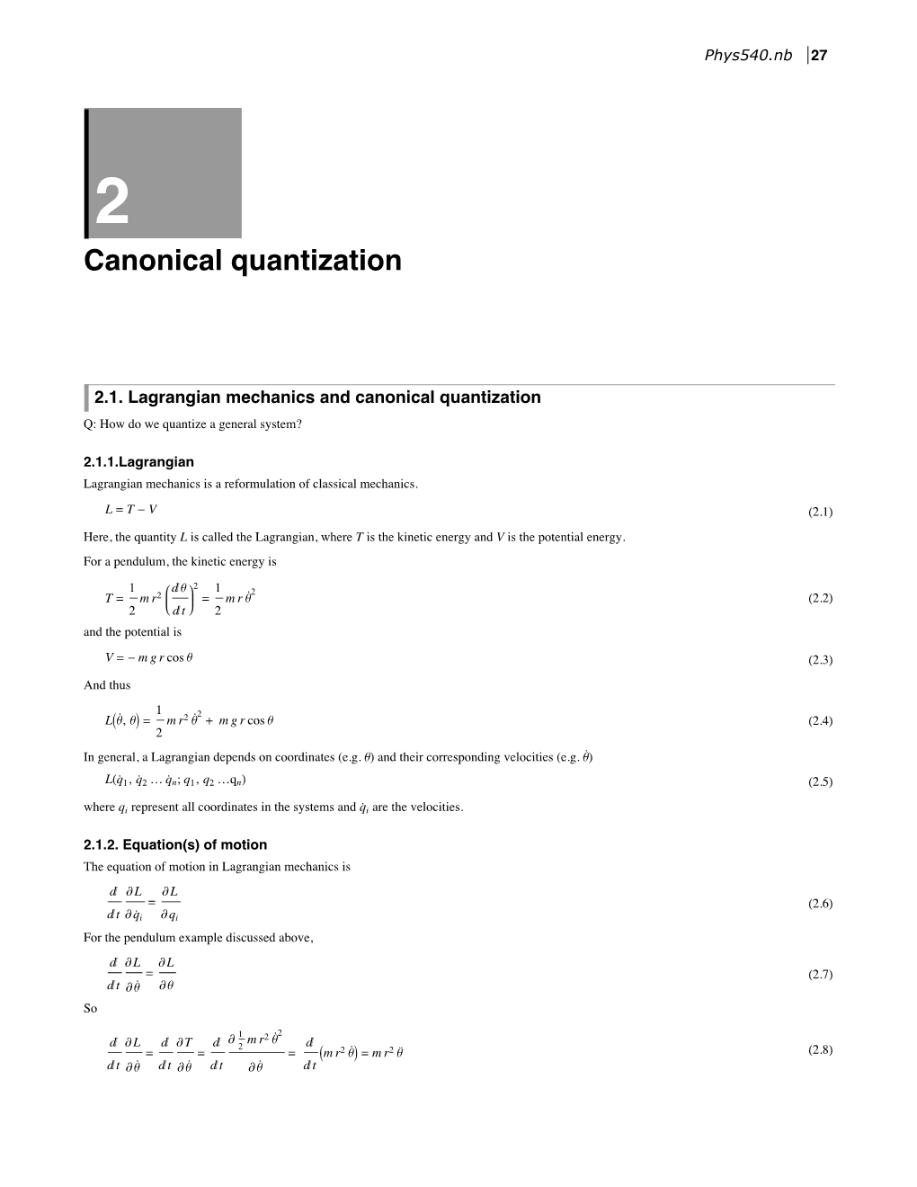 Canonical Quantization