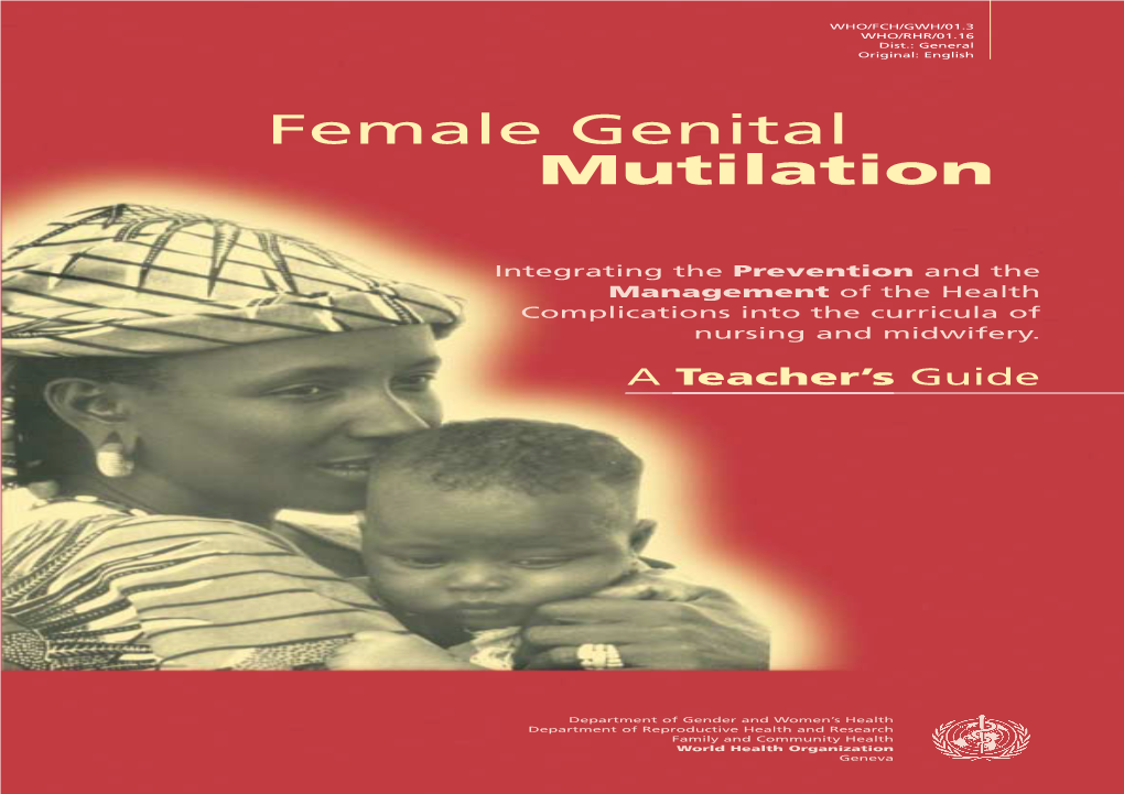 Female Genital Mutilation Female Genital a Teacher’S Guide Mutilation