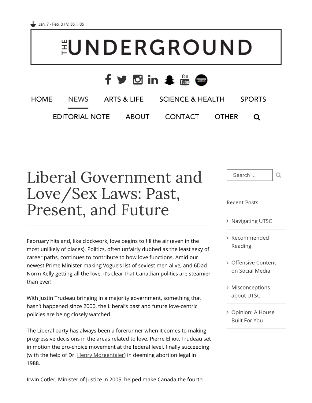 Liberal Government and Love/Sex Laws: Past