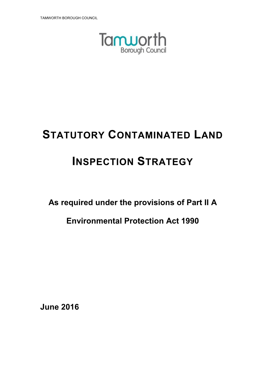 Statutory Contaminated Land Inspection Strategy