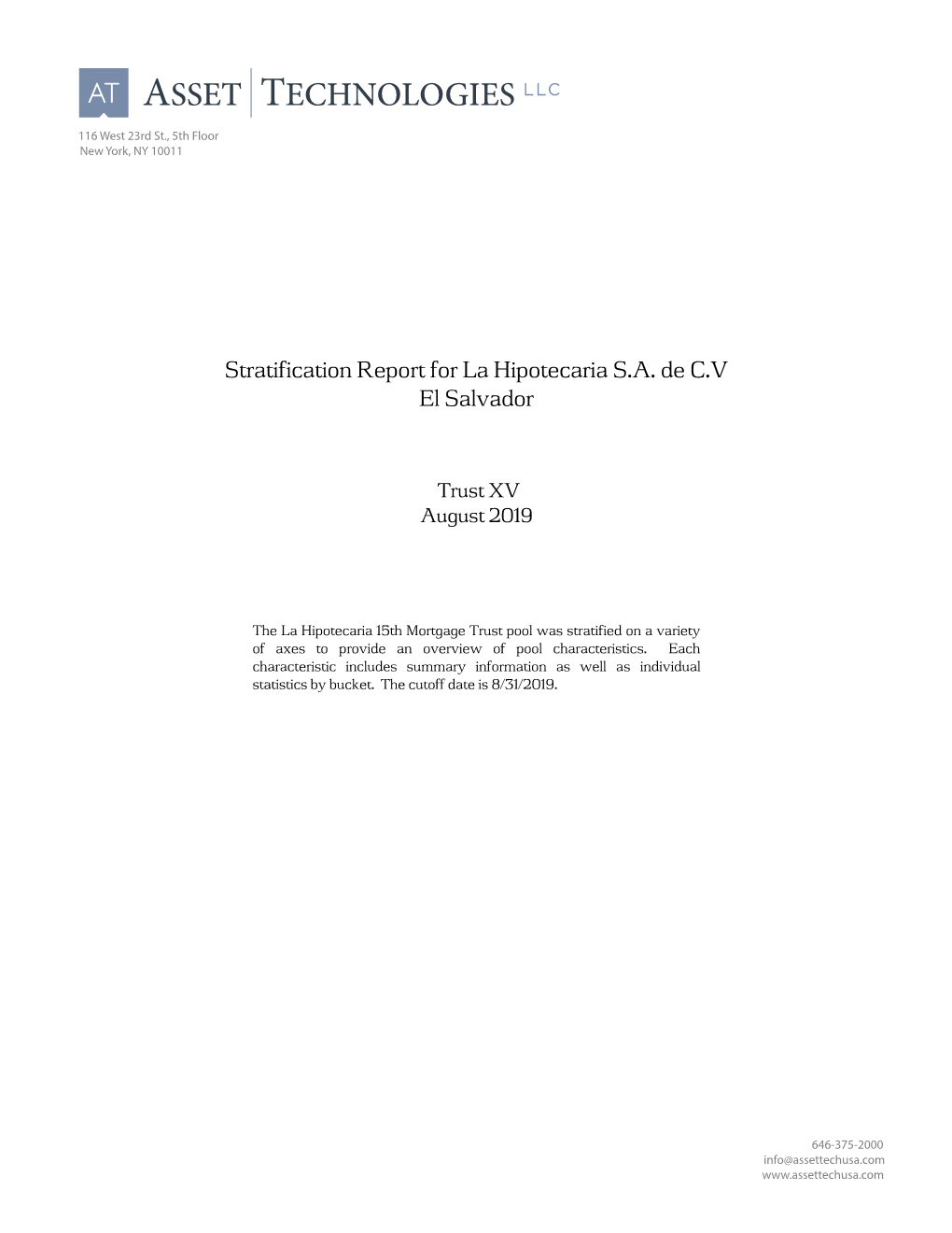 Stratification Report for La Hipotecaria S.A