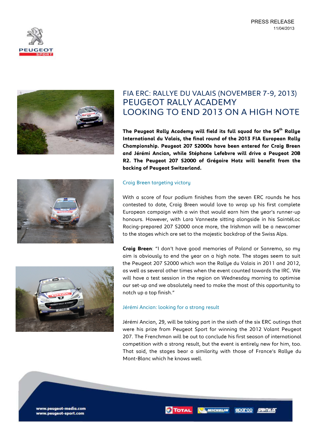 Peugeot Rally Academy Looking to End 2013 on a High Note