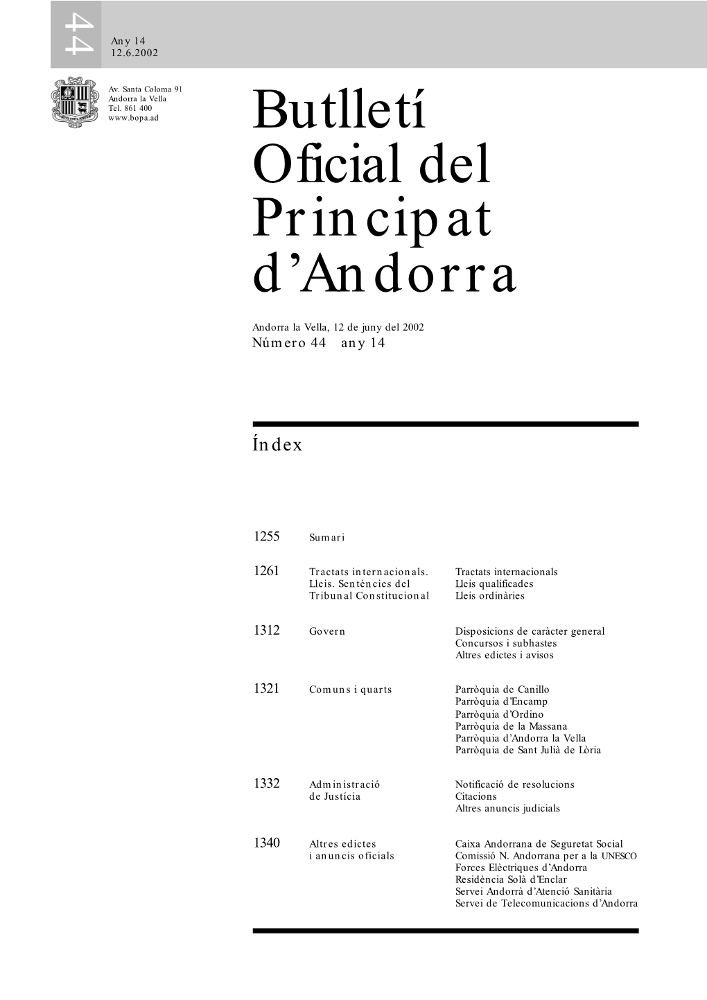 Butlletí Oficial Del Principat D'andorra