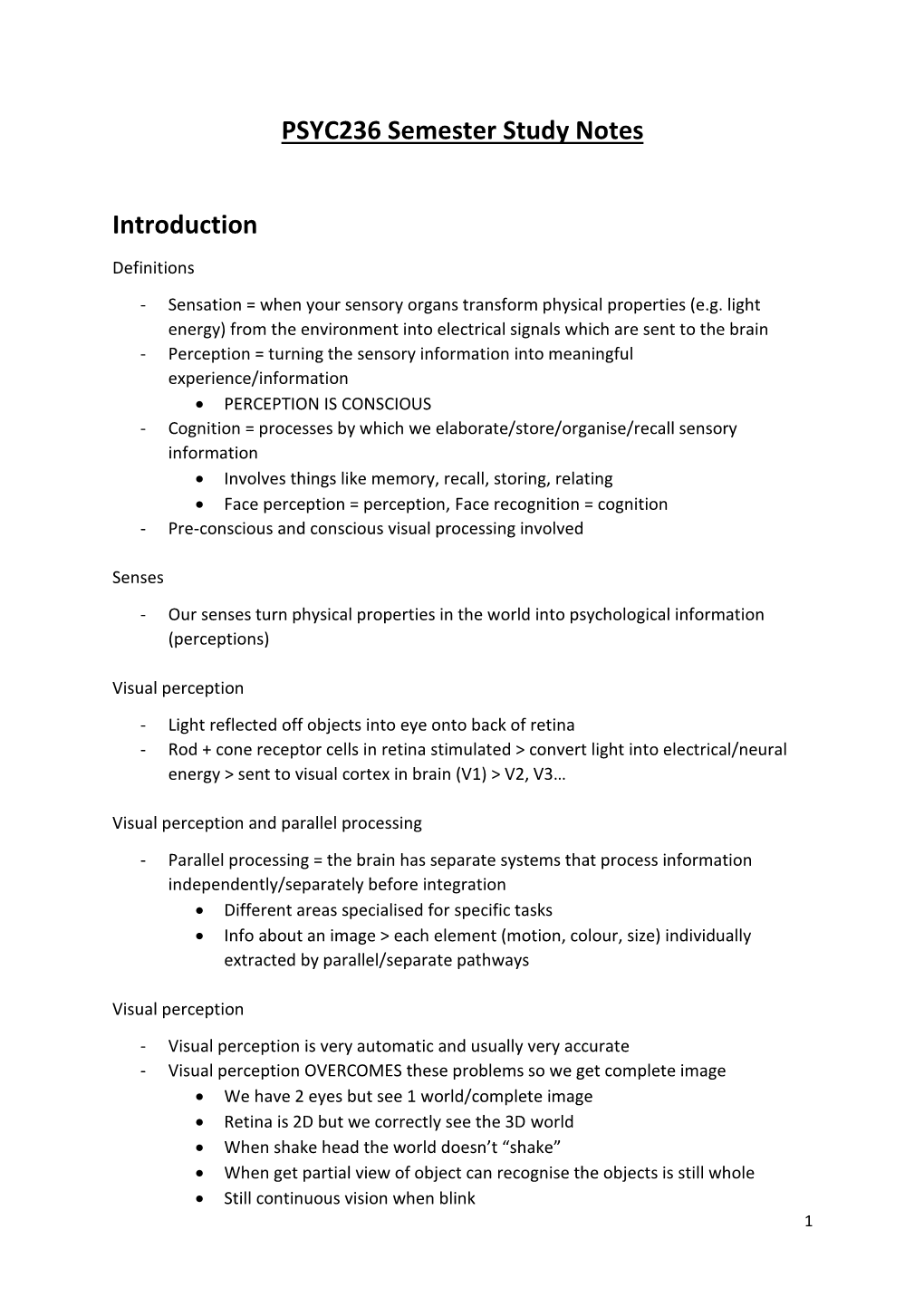 PSYC236 Semester Study Notes Introduction