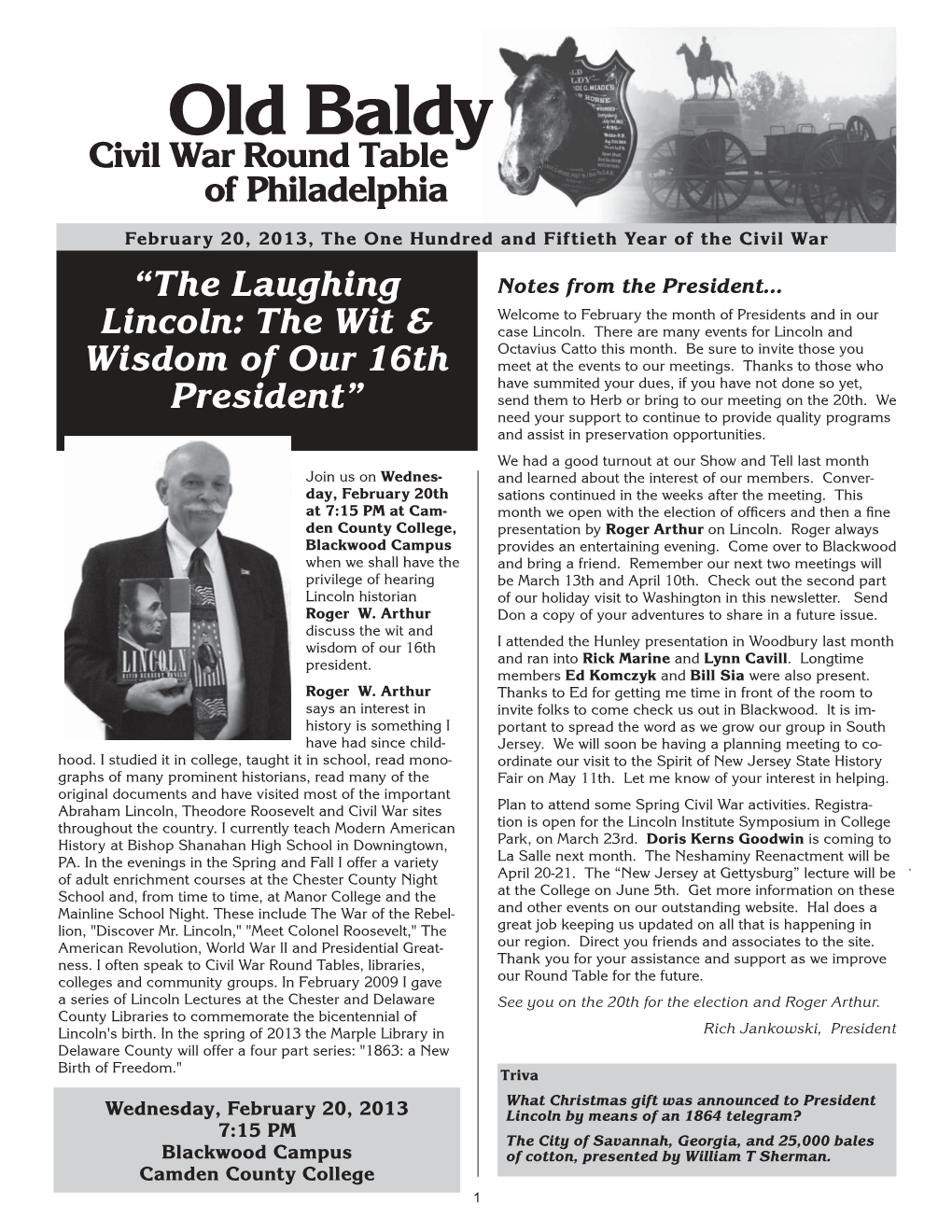 February 2013 Newsletter