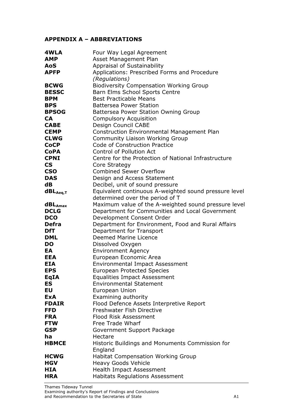 ABBREVIATIONS 4WLA Four Way Legal Agreement AMP Asset