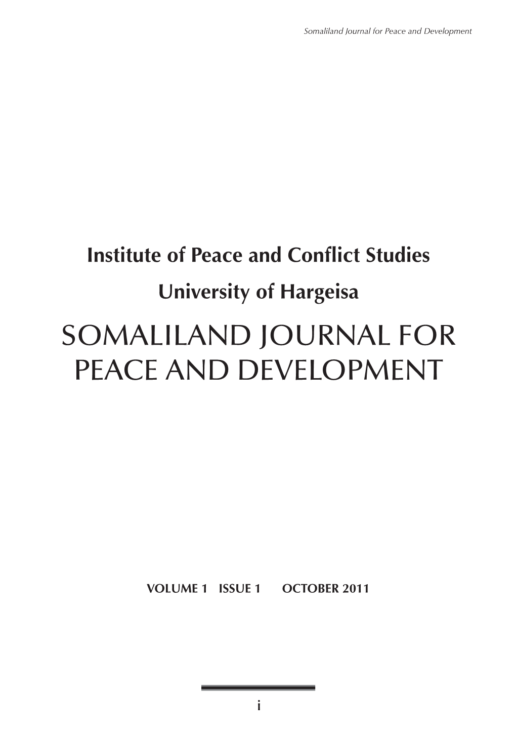 Somaliland Journal for Peace and Development