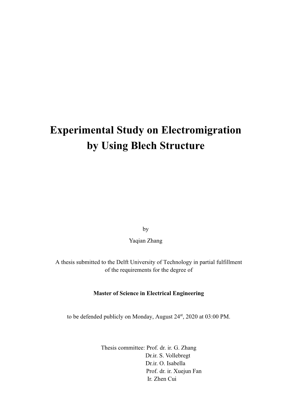 Experimental Study on Electromigration by Using Blech Structure