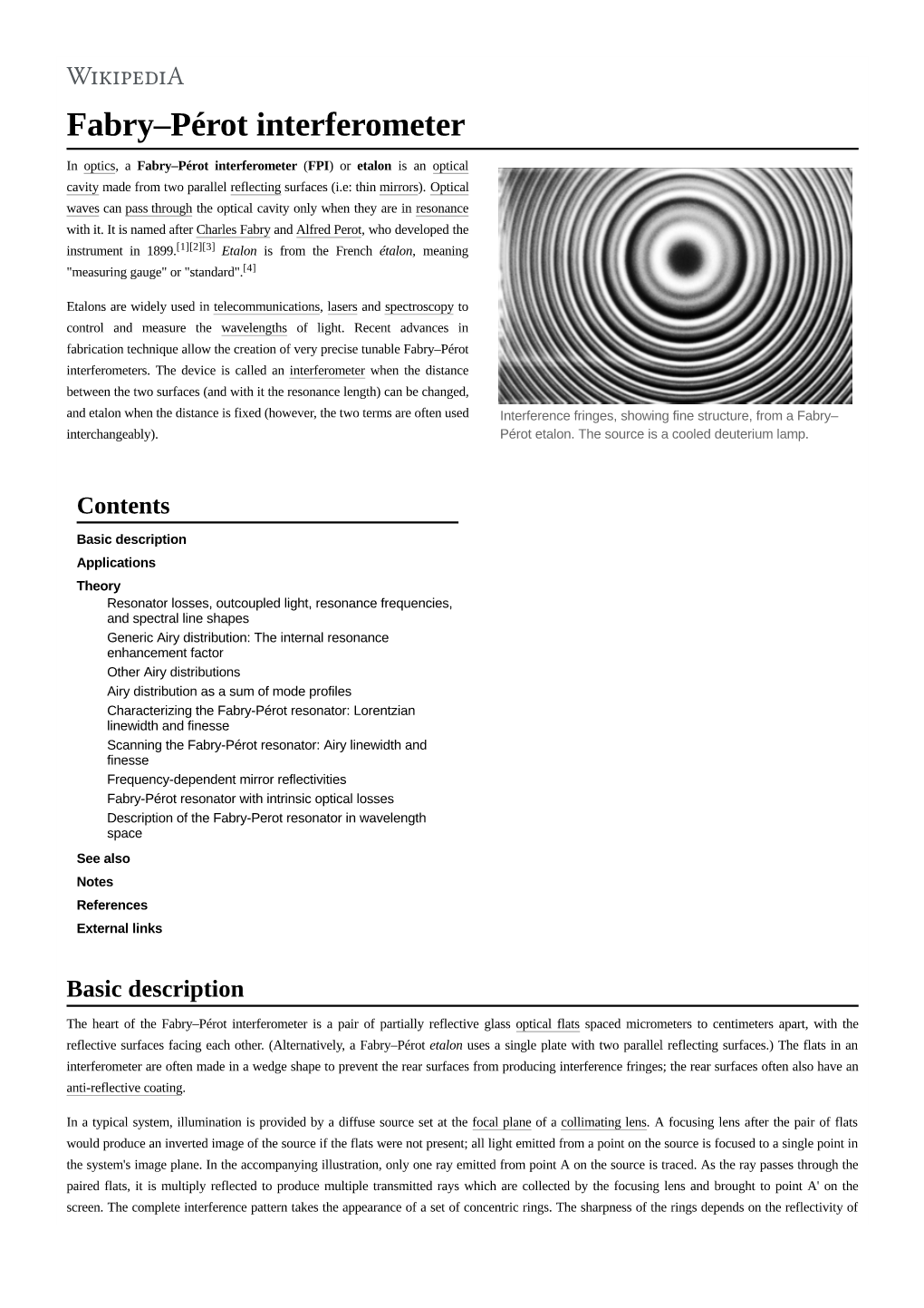 Fabry–Pérot Interferometer