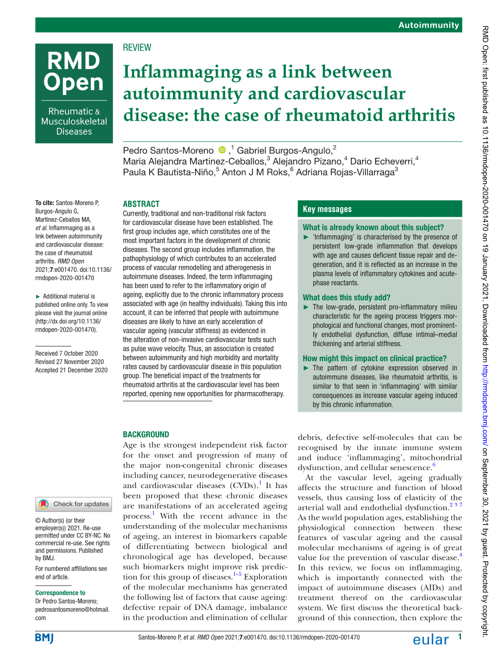 Inflammaging As a Link Between Autoimmunity and Cardiovascular Disease: the Case of Rheumatoid Arthritis