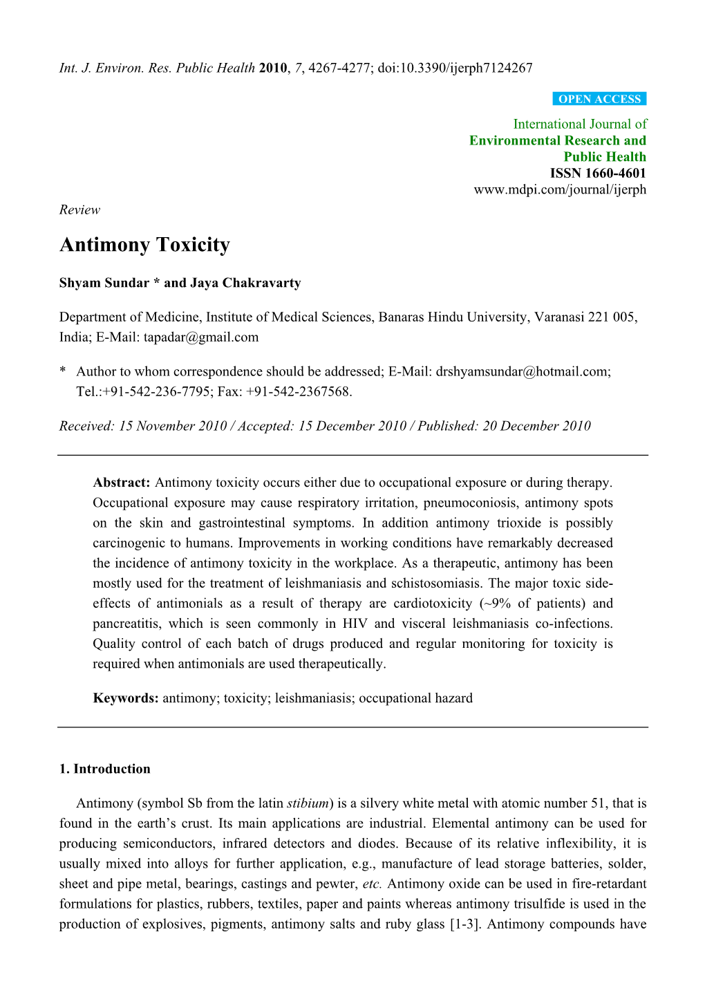 Antimony Toxicity