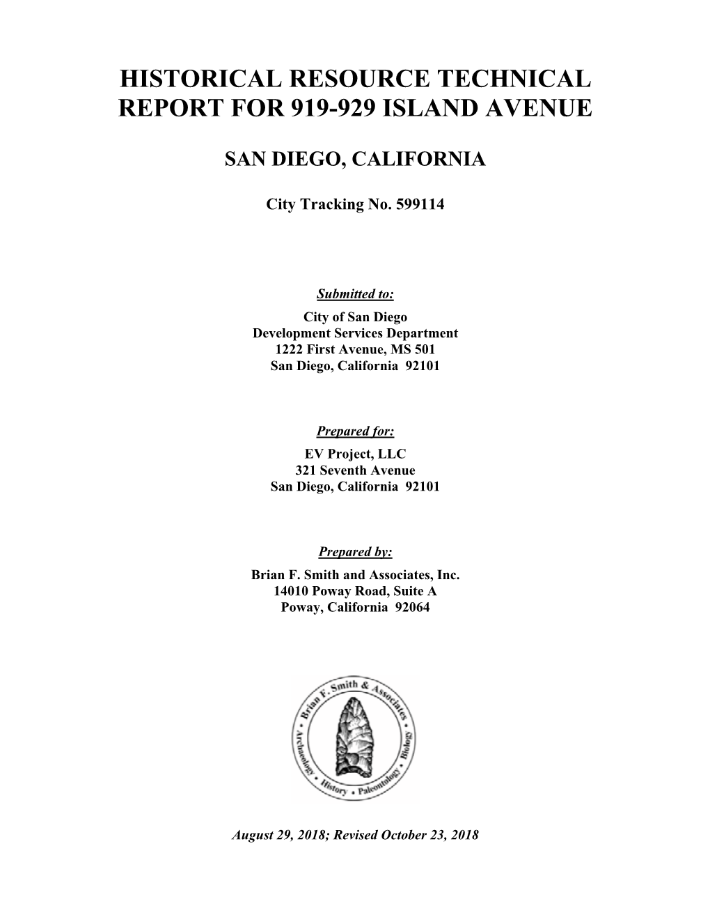 Historical Resource Technical Report for 919-929 Island Avenue San Diego