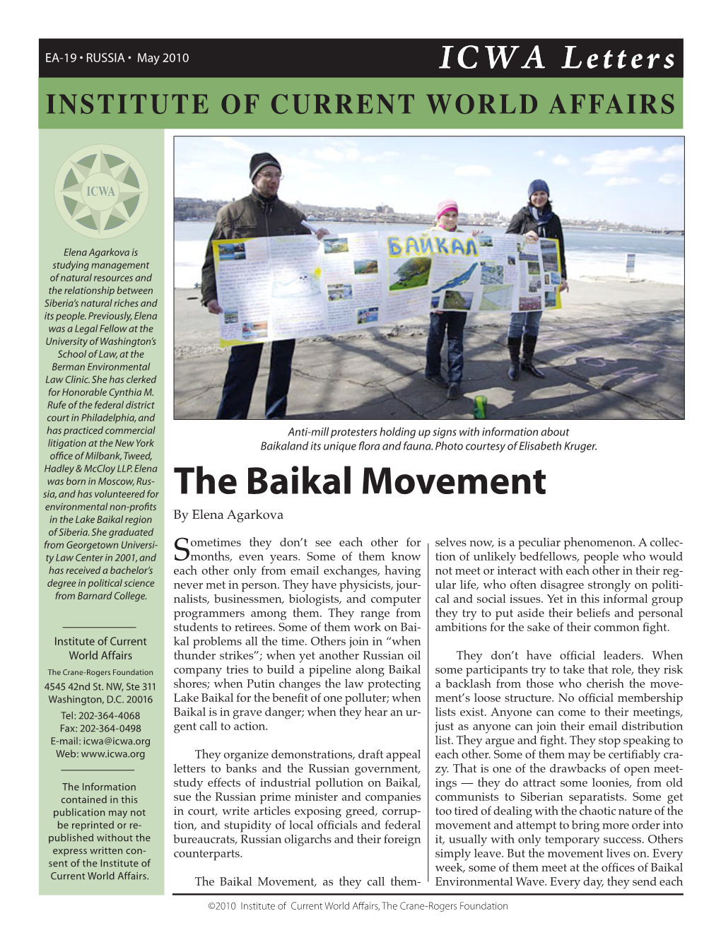 The Baikal Movement Environmental Non-Profits in the Lake Baikal Region by Elena Agarkova of Siberia